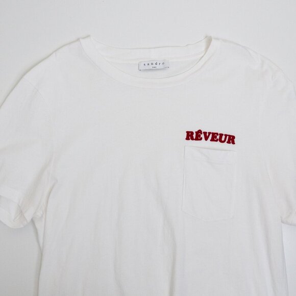 Sandro Reveur White Pocket T Shirt ASO Jimin BTS Fits Oversized M/L Unisex - Picture 6 of 13